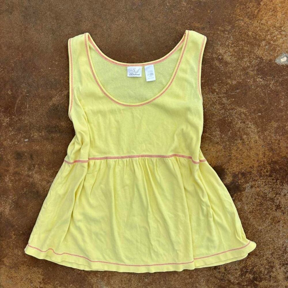 Yellow pink babydoll tank - Picture 2 of 6